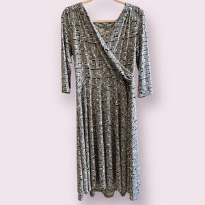 Apt. 9 Dress - Black White Gray - 3/4 Sleeve - Size Large